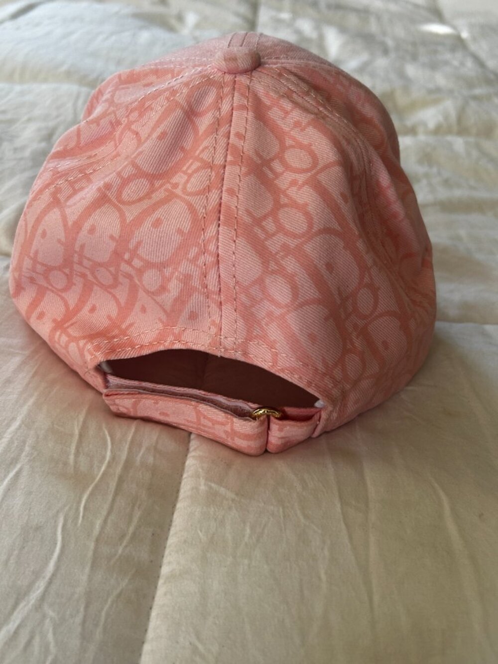 Dior Oblique Monogram Logo Women's Baseball Cap Hat Pink w/ Gold Logo Adjustable - Picture 3 of 9